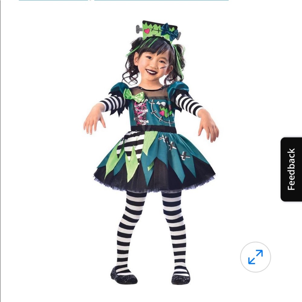 GIRL FRANKENSTEIN HALLOWEEN COSTUME SIZE SMALL (4-6)
